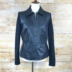 Ami Black Leather Zip Up‎ Jacket Sz M